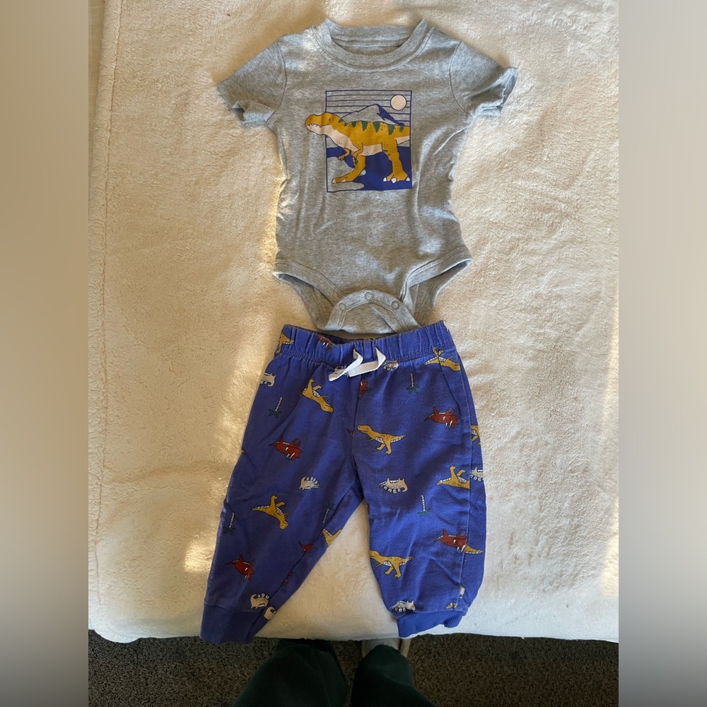 Carter's Gray and Blue Dinosaur Matching Set